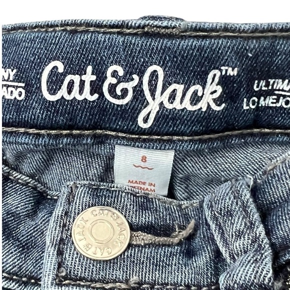 Girls Cat & Jack Ultimate Stretch Skinny Blue Jeans - Size 8 - Picture 4 of 9